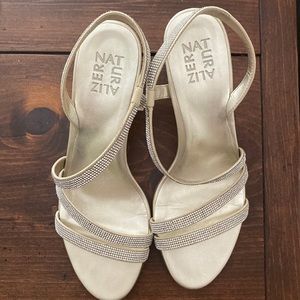 (NATURALIZER) Bedazzled (silver) high-heel shoes. Size 8.